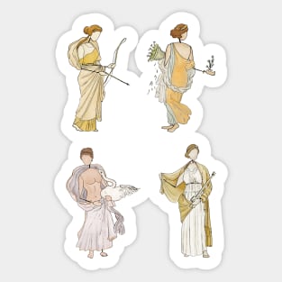 Ladies of the Villa of Ariadne - Flora, Medea, Leda and Diana sticker set Sticker